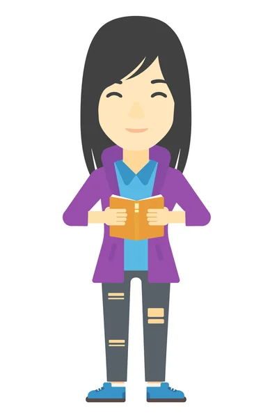 Libro de lectura mujer. — Vector de stock