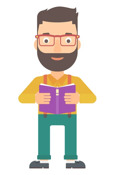 Hombre leyendo libro. — Vector de stock