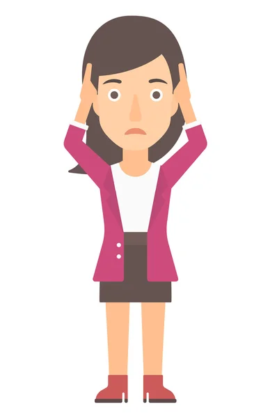 Woman clutching her head in desperate. — Stock Vector