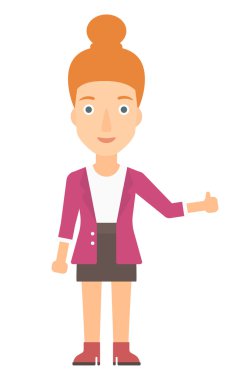 başparmak gösterilen kadın.