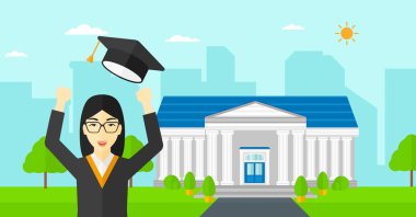 Şapkasını atma mezunu.