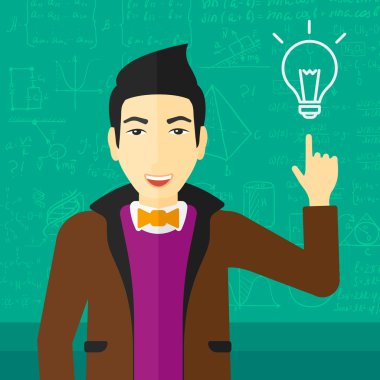 Ampul işaret eden adam.