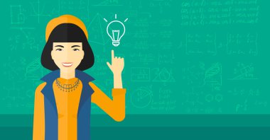 ampul işaret eden kadın.