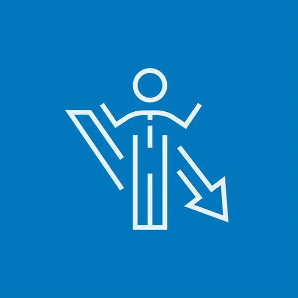 Businessman with arrow down line icon. — Stok Vektör