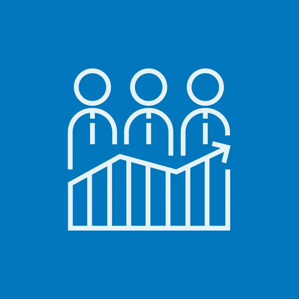 Businessmen standing on profit graph line icon. — Stock vektor