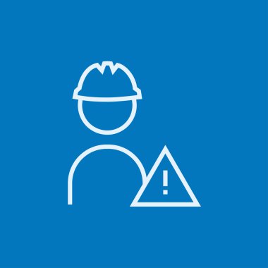 İşçi ile uyarı işareti satırı simgesi.