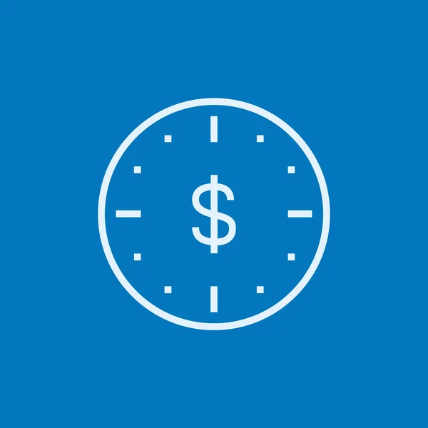 Relógio de parede com ícone de linha símbolo dólar . — Vetor de Stock