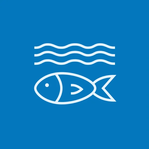 Fish under water line icon. — Stock Vector