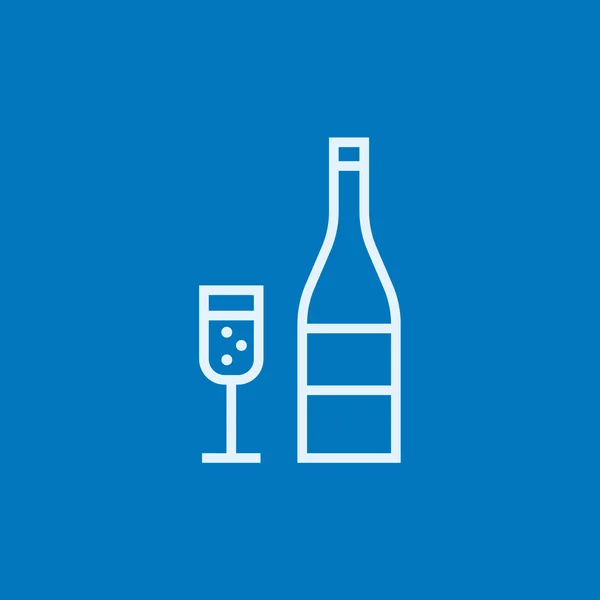 Bouteille de champagne et icône de ligne de verre . — Image vectorielle