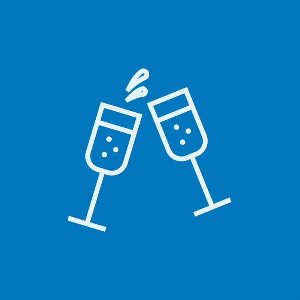 Két pohár pezsgőbekészítéssel sor ikon. — Stock Vector