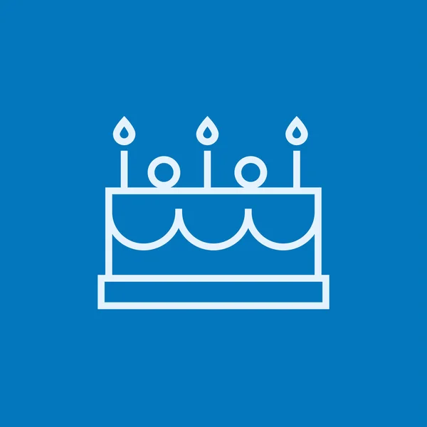 Torta di compleanno con icona della linea di candele . — Vettoriale Stock