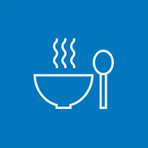 Tazón de sopa caliente con el icono de la línea de cuchara . — Archivo Imágenes Vectoriales