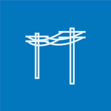 High voltage power lines line icon.