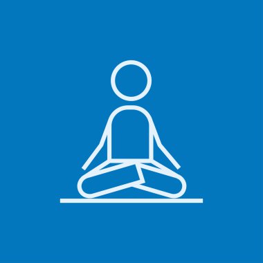 Lotus poz çizgisi simgesinde meditasyon adam.