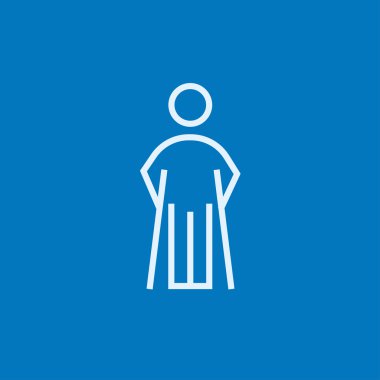 Koltuk değneği satırı simgesi olan adam.