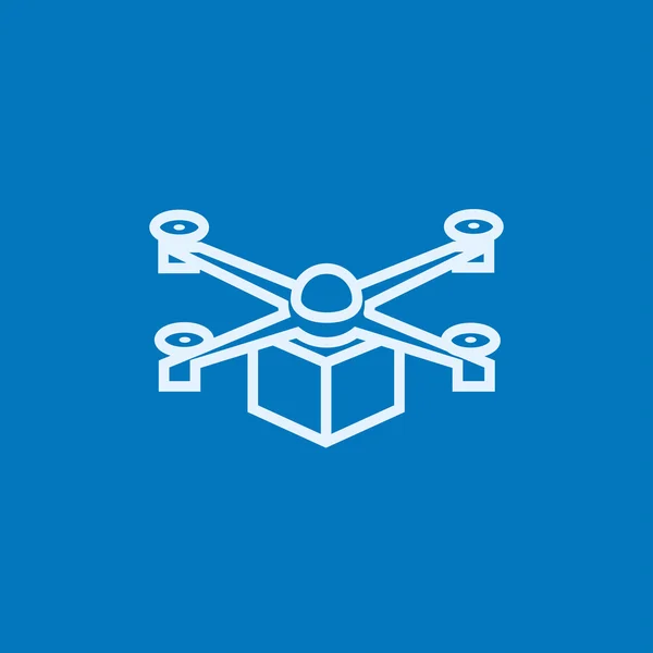 Drone delivering package line icon. — Stock Vector