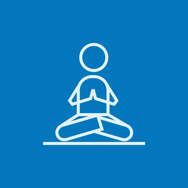 Hombre meditando en el icono de la línea de pose de loto . — Vector de stock