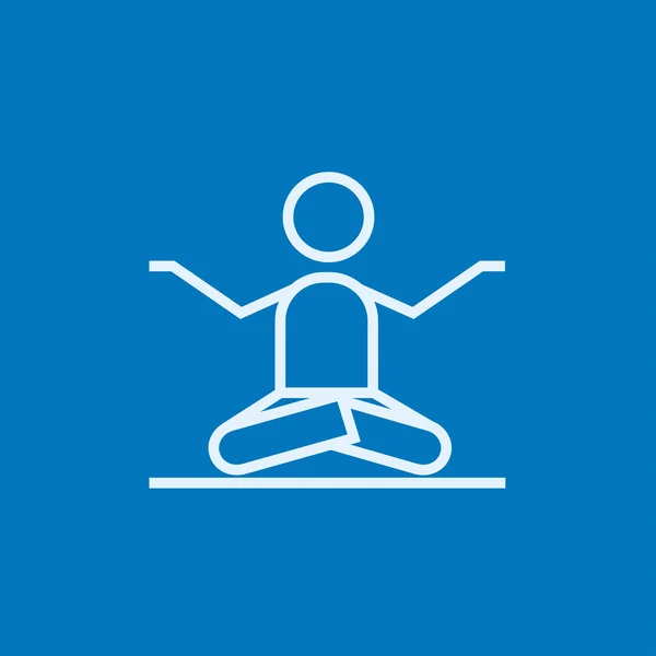 Man mediteren in lotus pose lijn pictogram. — Stockvector