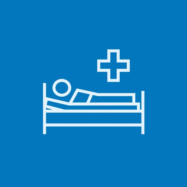 Patient lying on bed line icon. — Stock Vector