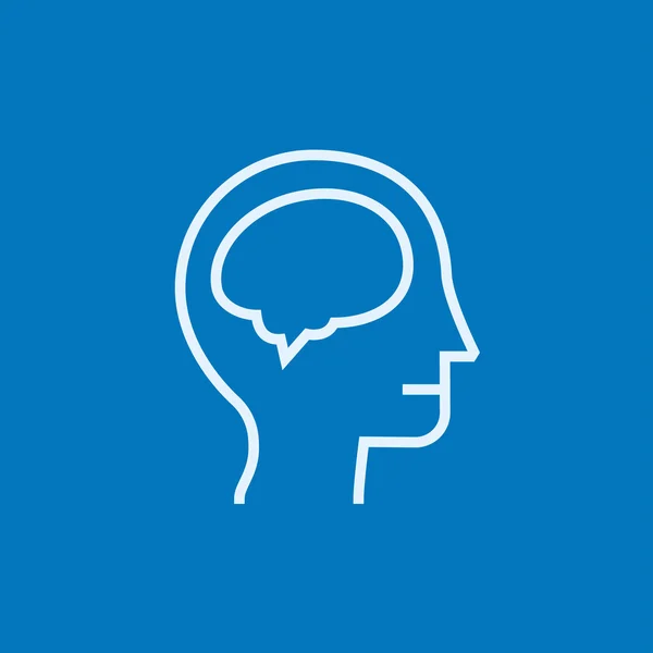 Human head with brain line icon. — Stock Vector