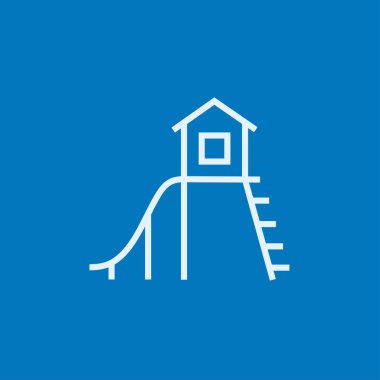 Playhouse with slide line icon.