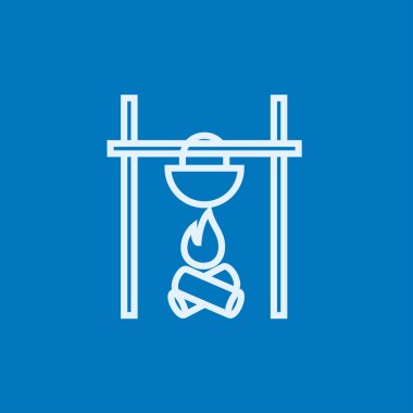 Kazan kamp ateşi satırı simgesi üzerinde pişirme.