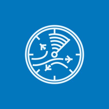 Radar ekranı ile uçak satırı simgesi.