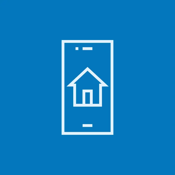 Property search on mobile device line icon. — Stock Vector