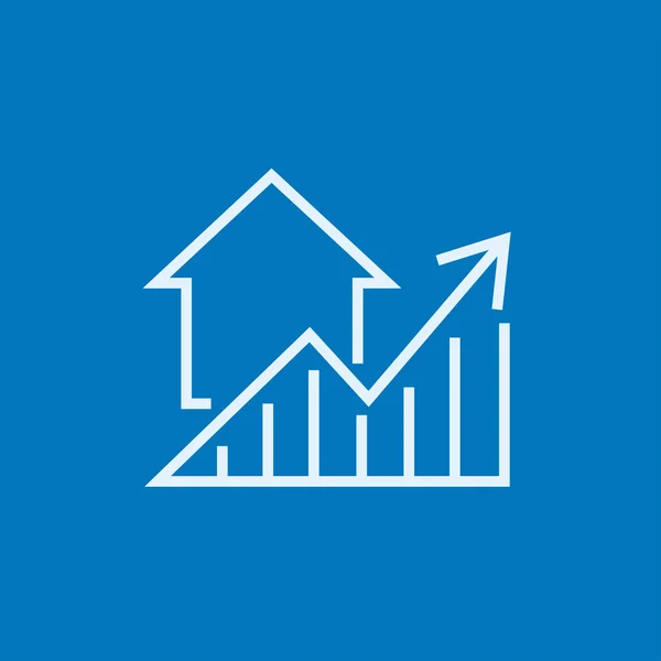 Graph of real estate prices growth line icon. — Stok Vektör