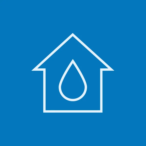 House with water drop line icon. — Stock Vector