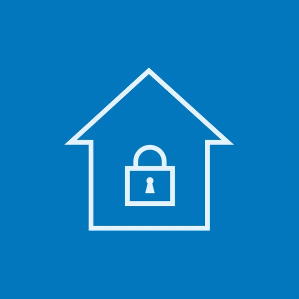 House with closed lock line icon. — Stock Vector