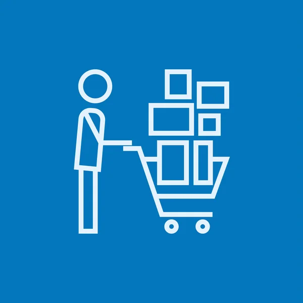 Man driver shopping cart ikon. — Stock vektor