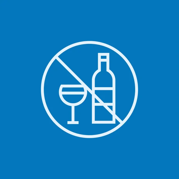Žádný alkohol znak řádku ikona. — Stockový vektor