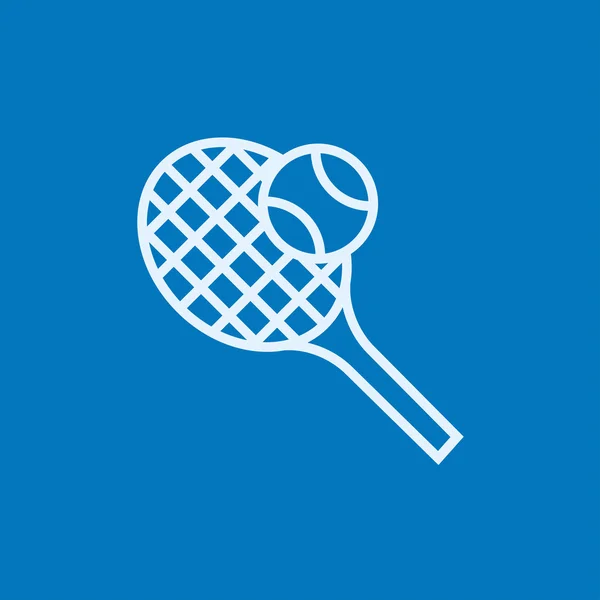 Tennisschläger und Ballline-Symbol. — Stockvektor