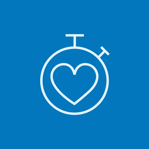 Stopwatch with heart sign line icon. — Stock Vector