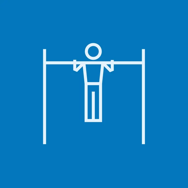 Gymnast exercising on bar line icon. — Stock Vector