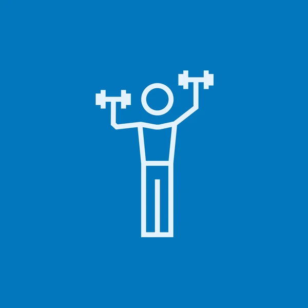 Man exercising with dumbbells line icon. — Stock Vector