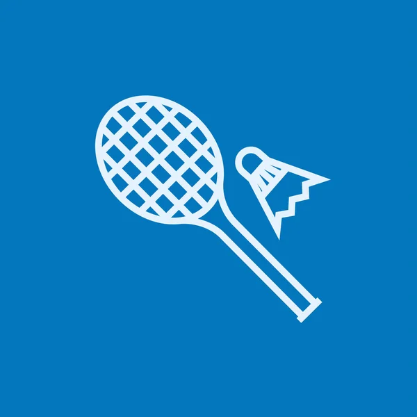 Badmintonbollen och badminton racket linje-ikonen. — Stock vektor