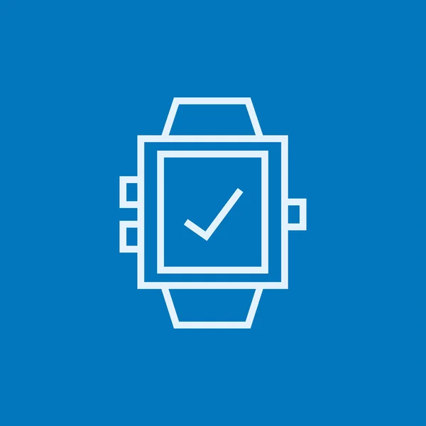 Smartwatch con icona linea segno di spunta . — Vettoriale Stock