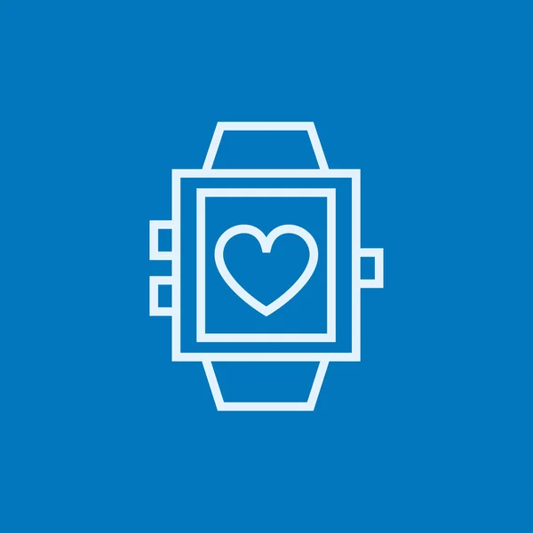 Smartwatch with heart sign line icon. — Stock Vector