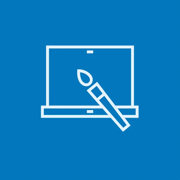 Laptop e pennello linea icona . — Vettoriale Stock