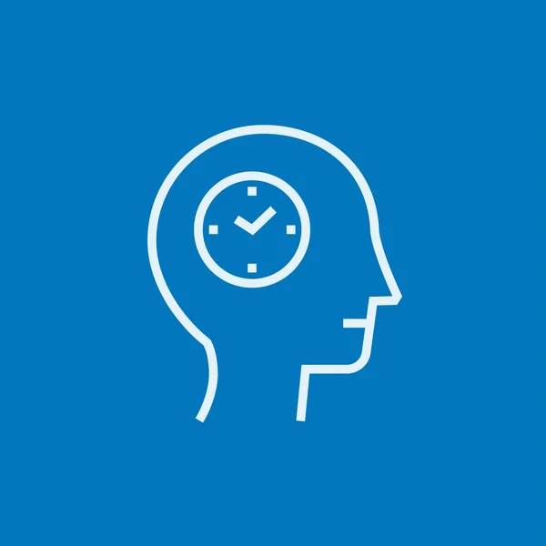 Tête humaine avec icône de ligne d'horloge . — Image vectorielle