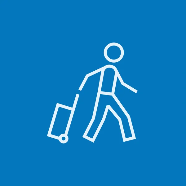 Man with suitcase line icon. — Stock Vector