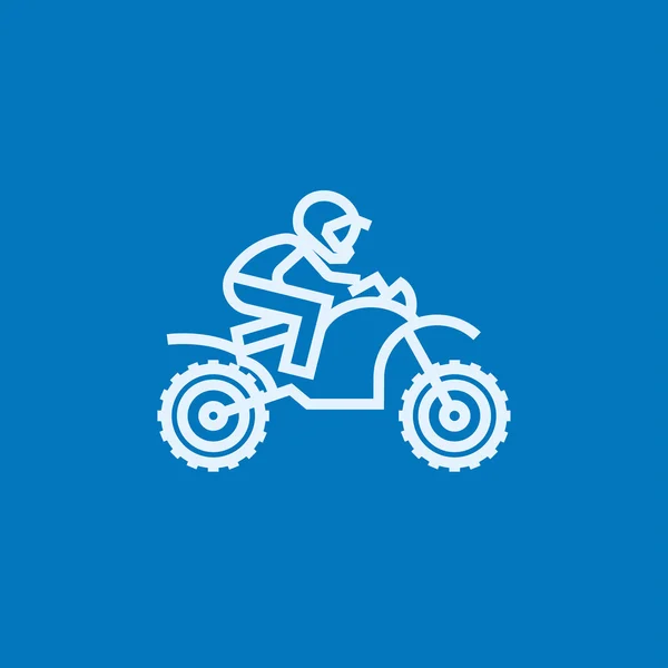 Homem andando de bicicleta de motocross ícone de linha . — Vetor de Stock