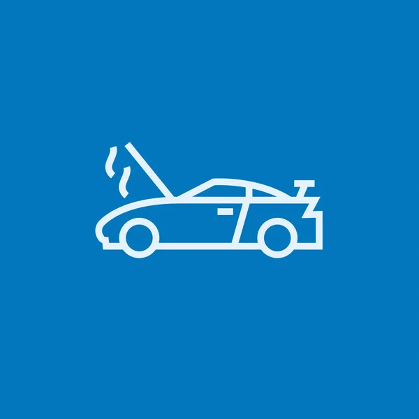 Coche roto con icono de línea de campana abierta . — Vector de stock