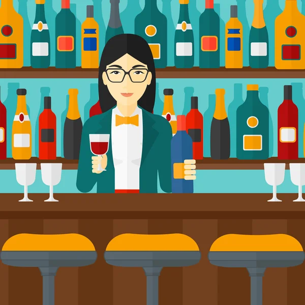 Bartender som står i baren counter. — Stock vektor