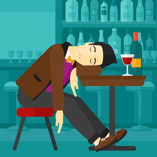 睡觉的男人在酒吧. — 图库矢量图片