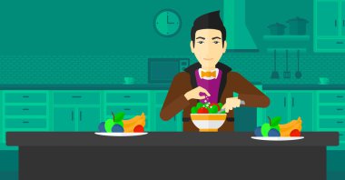 adam yemek pişirme.