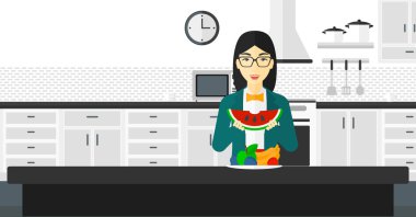 Karpuz yiyen kadın.