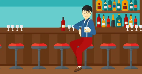 Man sitting at bar. — Stock Vector